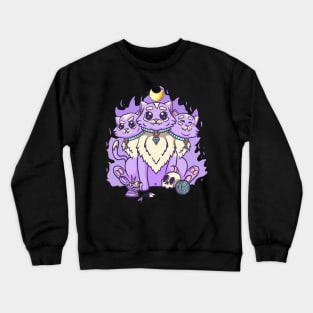 Kawaii Pastel Goth Cute Creepy 3 Headed Cat Skul, Crewneck Sweatshirt